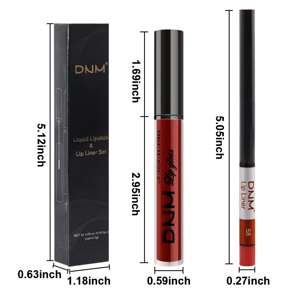 evpct 2Pcs Ruby Red Matte Lip Liner and Lipstick Combo Set for Women, Ruby Red Lip Combo Set Liquid Lips Stick Gloss and Lipliner Stains Set Long Lasting Waterproof, Lips Makeup 24 Hours originales