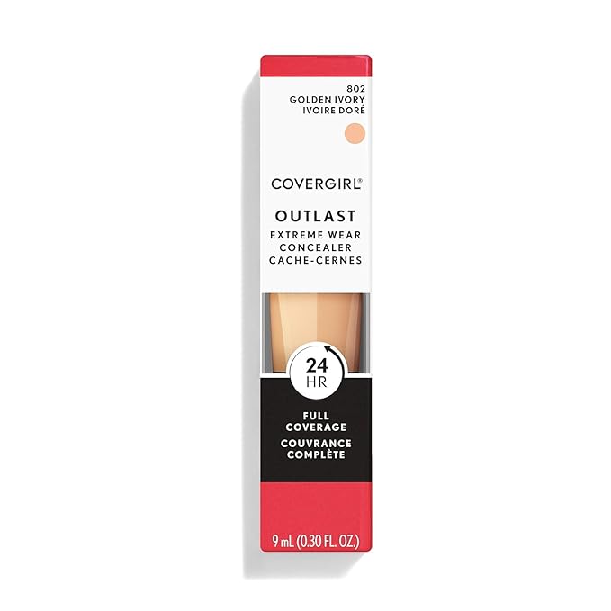 COVERGIRL Outlast Extreme Wear Concealer, Golden Ivory 802, Shelf Pack of 2