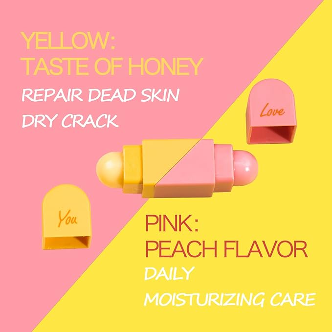 Heart Shaped Dual-use Deformable Lip Balm Stick - Honey, Peach. Repair, Keep Lips Moisturized,pink gift box,Gifts