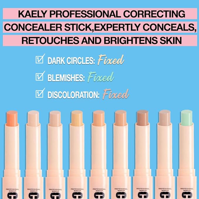 Kaely PROFESSIONAL MAKEUP Correcting Concealer Stick,Medium Coverage Concealer Crayon,under Eye Brightener Concealer for Dark Circles,corrector de ojeras,Lightweight,Vegan,07 DARK COFFEE