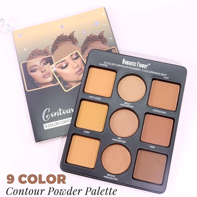 Professional Light Medium Brown Contour Highlight Palette,Multiple Full Coverage Makeup Palet for Correcting, Easy Blending, Long-lasting formula, Sculpt & Highlighting,Matte and Shimmer Finish-9A