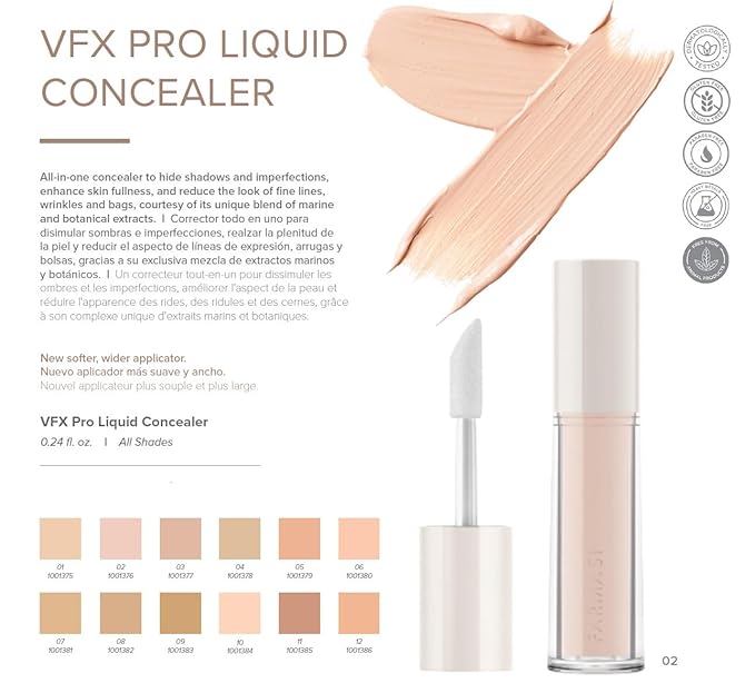 FARMASI Vfx Pro Liquid Concealer Makeup, All-in-one Full Coverage, Highly Pigmented Concealer for All Skin Type, Hide Shadows & Imperfections, Enhance Skin Fullness Foundation Concealer 0,24 Fl Oz N08