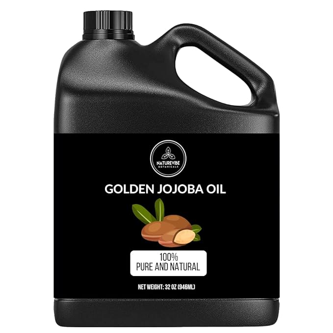 Naturevibe Botanicals Golden Jojoba Oil 32 oz β 100% Pure, Cold-Pressed Moisturizer for Skin & Hair | Antioxidant-Rich, Non-Greasy, Carrier Oil & Daily Hydration