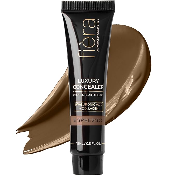 Fièra Luxury Concealer with Anti-Aging - All Day Coverage for Dark Circles, Fine Lines, Wrinkles & Spots - Espresso, 0.5 Ounce