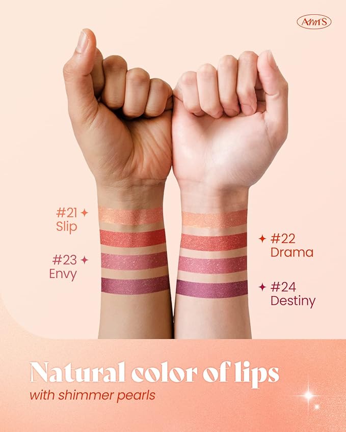 AMTS Tinted Lip Balm - Drama | Hydrating Glitter Lipstick | Pearl Shimmering Daily Lip Makeup for dry, cracked, chapped lips | korean beauty Moisture Lip Tint