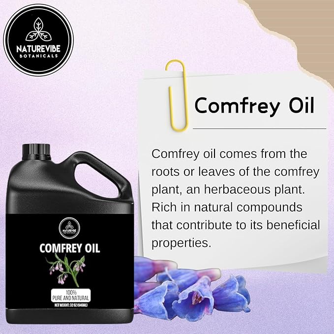 Naturevibe Botanicals Comfrey Oil 32 Ounces | 100% Pure and Natural | Great for Skin Care and Hair Care