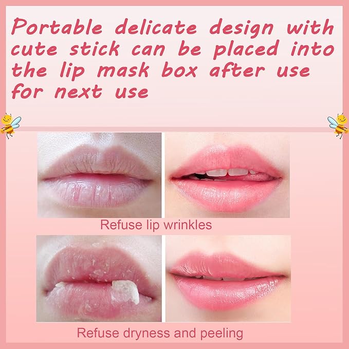 1 PCS Bee Lip Balm Honey Pot, Exfoliating Apple Bee Lip Balm Sleeping Lip Mask Overnight with Sticks, Honey Pot Lip Balm Prevention Dry Hydrating and Crack Lip Scrubs