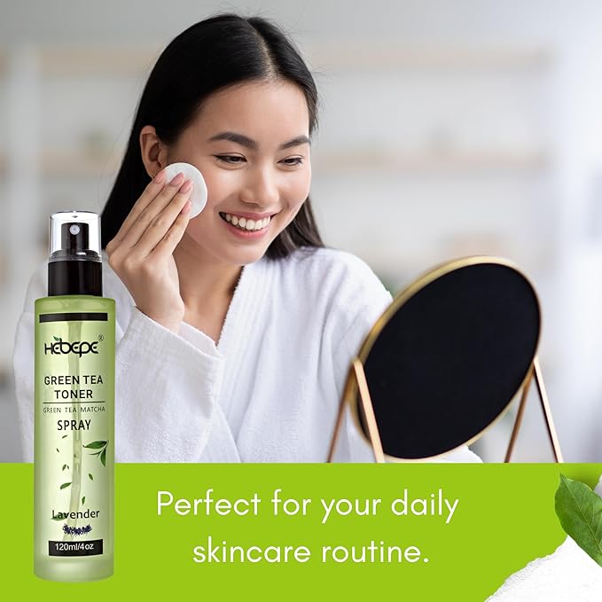 Green Tea Matcha Facial Toner Mist with Lavender, Refreshing, and Soothing Face Toner, with Jojoba Oil, Castor Oil, Snail Filtrate,120ml