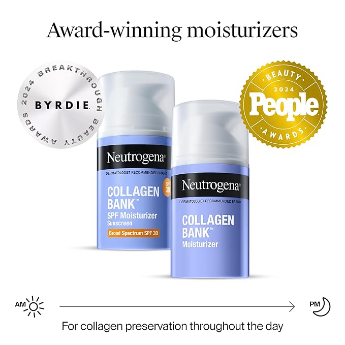 Neutrogena Collagen Bank Face Moisturizer, Daily Anti-Aging Face & Neck Firming Collagen Cream, Bakuchiol & Micro-Peptides Face Lotion, Support Skin’s Natural Collagen for Visibly Plump Skin, 2 fl. oz