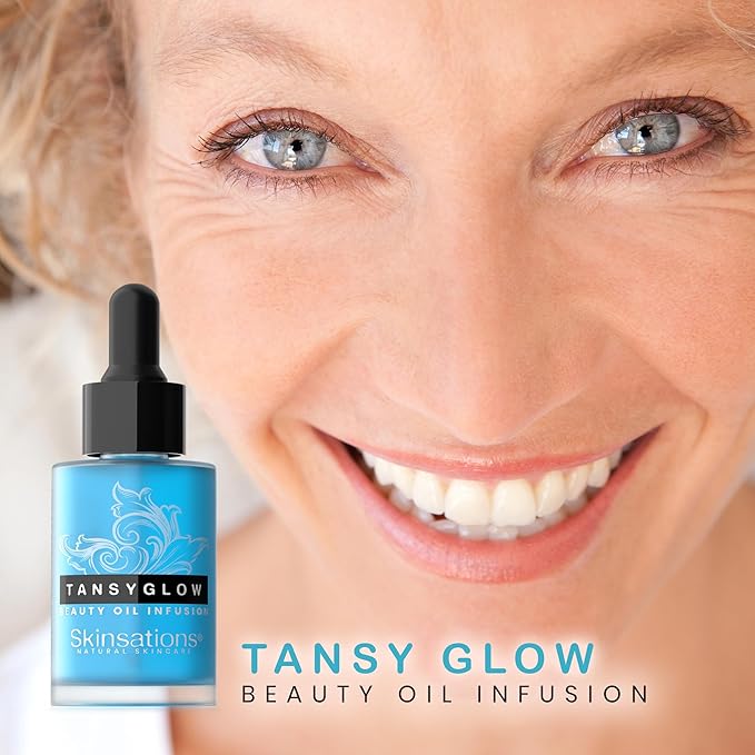 Skinsations - Balancing Face Oil Infusion - TANSY GLOW - Soothing and Calming, Skin Regenerative, Hydrating, Anti-Aging Skin Care - Blue Tansy, Neroli Oil, Chamomile, Moringa Oil, Vitamin C, Vitamin E