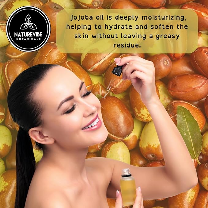 Naturevibe Botanicals Golden Jojoba Oil 32 oz β 100% Pure, Cold-Pressed Moisturizer for Skin & Hair | Antioxidant-Rich, Non-Greasy, Carrier Oil & Daily Hydration