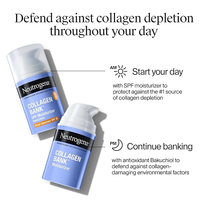 Neutrogena Collagen Bank Face Moisturizer, Daily Anti-Aging Face & Neck Firming Collagen Cream, Bakuchiol & Micro-Peptides Face Lotion, Support Skin’s Natural Collagen for Visibly Plump Skin, 2 fl. oz