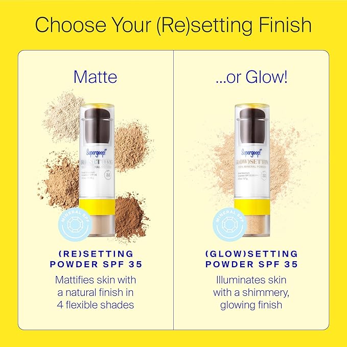Supergoop! (Re) setting Mineral Powder, Deep - 0.15 oz - Makeup Setting Powder + Broad Spectrum SPF 35 PA+++ Sunscreen - With Ceramides, Olive Glycerides & Coated Silica Spheres