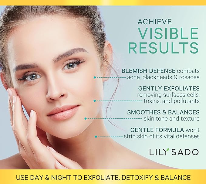 LILY SADO TEA+C⢠Green Tea & Vitamin C Face Cleanser ā Natural Vegan Antioxidant Daily Face Wash with Aloe, Rosehip, Meadowfoam - Gentle Deep Cleansing for Acne, Blackheads, Blemishes. 8 oz
