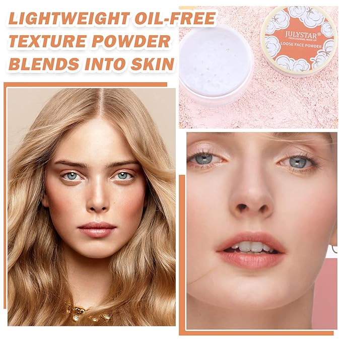 Setting Powder Loose Face Powder Matte Soft Smooth Oil Control Long Lasting Loose Setting Powder Makeup For Natural Flawless #03 Dark Skin Tone