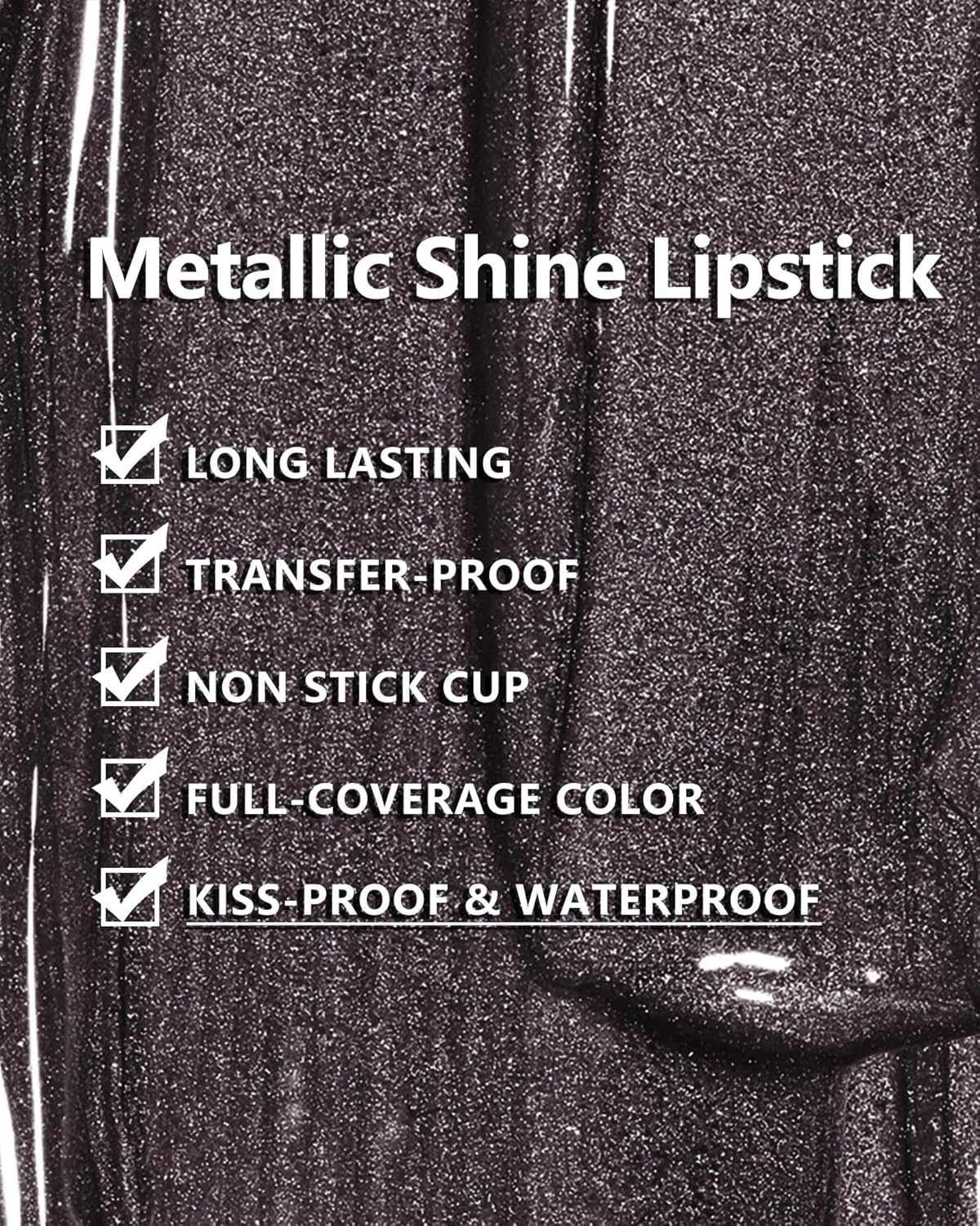MAKI YIKA Metallic Lipstick for Women Black Lipsticks Long Lasting Glitter Lipstick No Smudge No Transfer Full-Coverage Liquid Lip Gloss (BR14 Midnight)