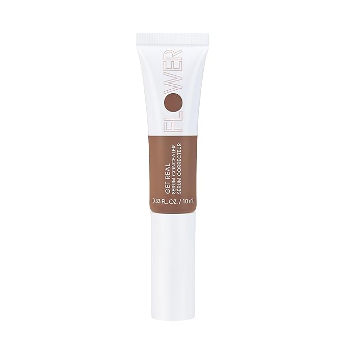 FLOWER BEAUTY By Drew Barrymore Get Real Serum Concealer - Brightens Skin + Blurs Blemishes - Hydrating Serum- Almond