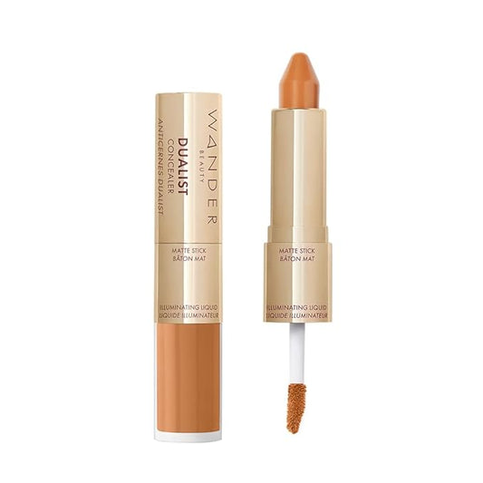 Wander Beauty Dualist Matte and Illuminating Concealer Makeup - Golden Rich - Dual-Ended Matte Concealer Stick + Liquid Concealer - Full Coverage Concealer Brightens & Hydrates Under Eyes - 0.28 fl oz