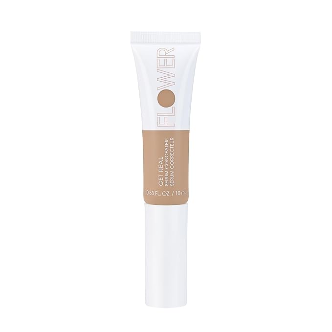 FLOWER BEAUTY By Drew Barrymore Get Real Serum Concealer - Brightens Skin + Blurs Blemishes - Hydrating Serum- Light