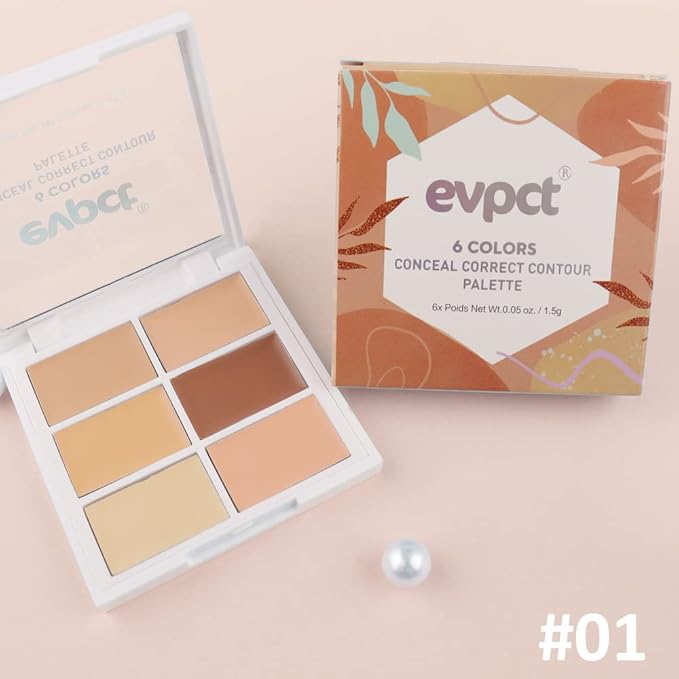 Pro 6 Color Correcting Concealer Palette Light Medium Cream Contouring Makeup for Corrects Dark Circles Red Marks Scars.Beige Creamy Concealer for Mature Skin.Longwear&Waterproof (Netural)