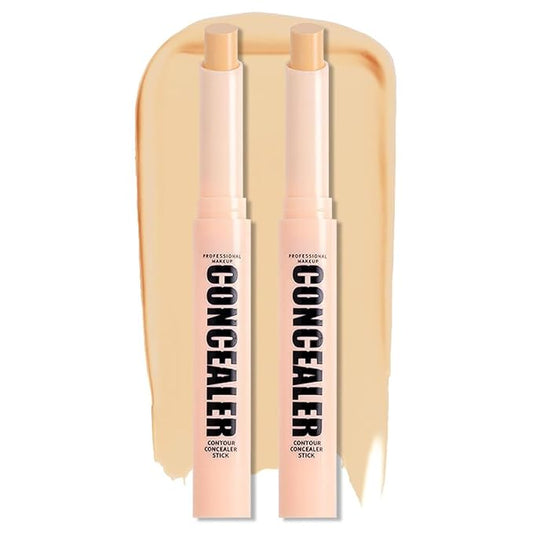 Kaely 2Pcs PROFESSIONAL MAKEUP Correcting Concealer Stick,Medium Coverage Concealer Crayon,under Eye Brightener Concealer for Dark Circles,corrector de ojeras,Lightweight,Vegan,04 VANILLA