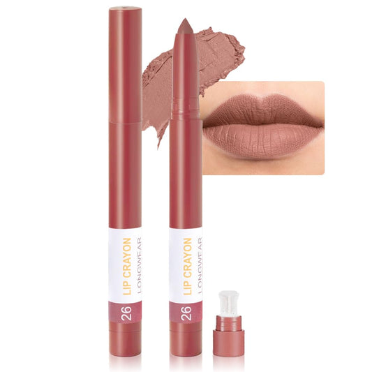 BINGBRUSH Lip Crayons Matte Longwear Lipstick Pack Set,Moisture Smooth Lipliner With Built-in Sharpener Ultimate Super Stay Ink Lip Crayon for Makeup- Waterproof Velvet Lipgloss Lip Stain(26#Salmon)