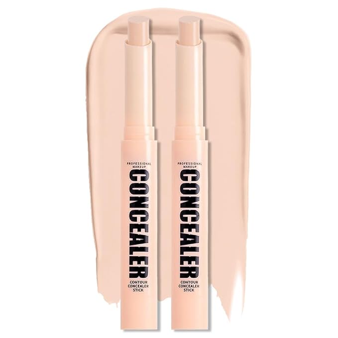 Kaely 2Pcs PROFESSIONAL MAKEUP Correcting Concealer Stick,Medium Coverage Concealer Crayon,under Eye Brightener Concealer for Dark Circles,corrector de ojeras,Lightweight,Vegan,02 LIGHT
