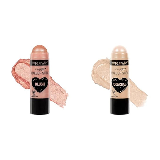 wet n wild MegaGlo Makeup Stick Peach Bums & Conceal Follow Your Bisque,1 Ounce Makeup Stick Bundle