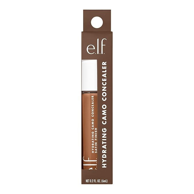 e.l.f. Hydrating Camo Concealer, Lightweight, Full Coverage, Long Lasting, Conceals, Corrects, Covers, Hydrates, Highlights, Rich Chocolate, Satin Finish, 25 Shades, All-Day Wear, 0.20 Fl Oz