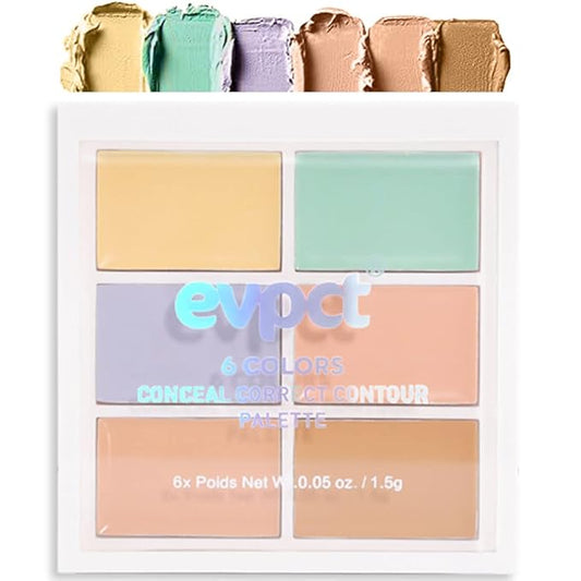 evpct 6 Colors Conceal Correct Cream Contour Makeup Palette for Mature Skin Color Correcting Conceal trouble spots dullness dark circles Correct discolorations Camouflage imperfections Covers redness