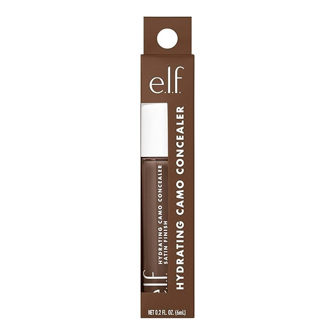 e.l.f. Hydrating Camo Concealer, Lightweight, Full Coverage, Long Lasting, Conceals, Corrects, Covers, Hydrates, Highlights, Rich Ebony, Satin Finish, 25 Shades, All-Day Wear, 0.20 Fl Oz