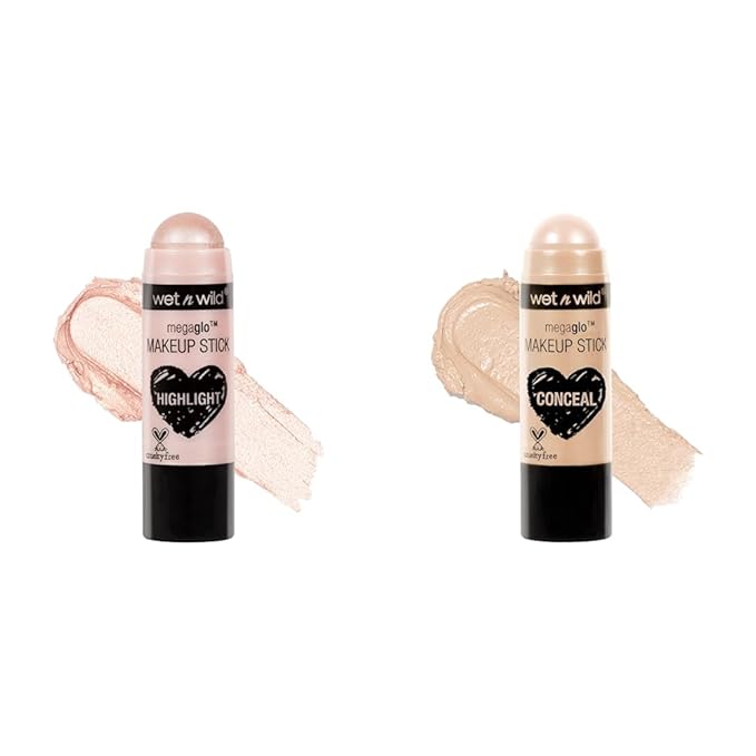 wet n wild MegaGlo Makeup Stick Bundle - When The Nude Strikes, Conceal and Contour Neutral Follow Your Bisque,1 Ounce (Pack of 1),807