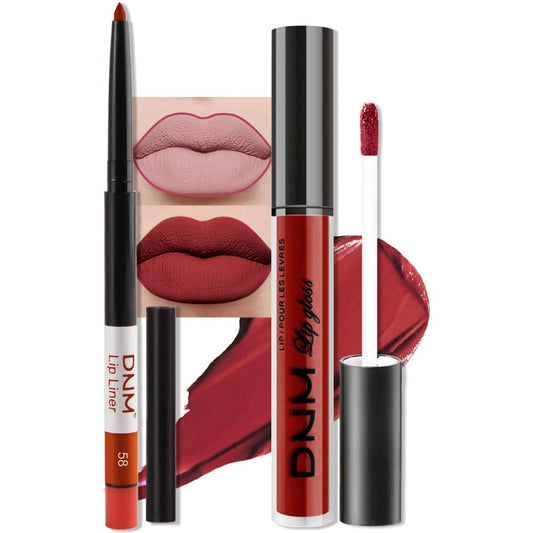 evpct 2Pcs Ruby Red Matte Lip Liner and Lipstick Combo Set for Women, Ruby Red Lip Combo Set Liquid Lips Stick Gloss and Lipliner Stains Set Long Lasting Waterproof, Lips Makeup 24 Hours originales