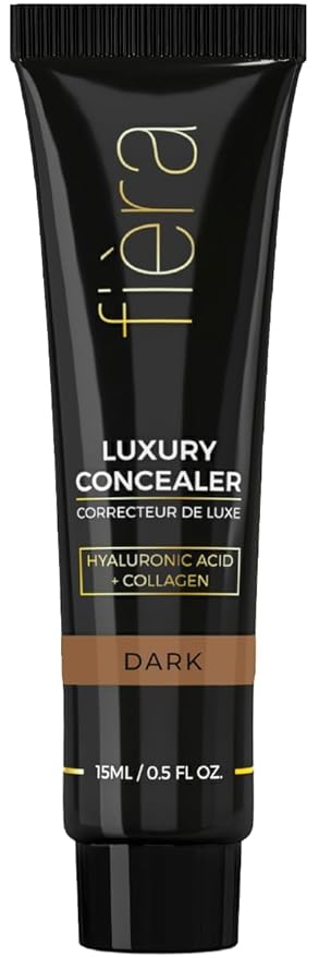 Fièra Luxury Concealer with Anti-Aging - All Day Coverage for Dark Circles, Fine Lines, Wrinkles & Spots - Dark, 0.5 Ounce