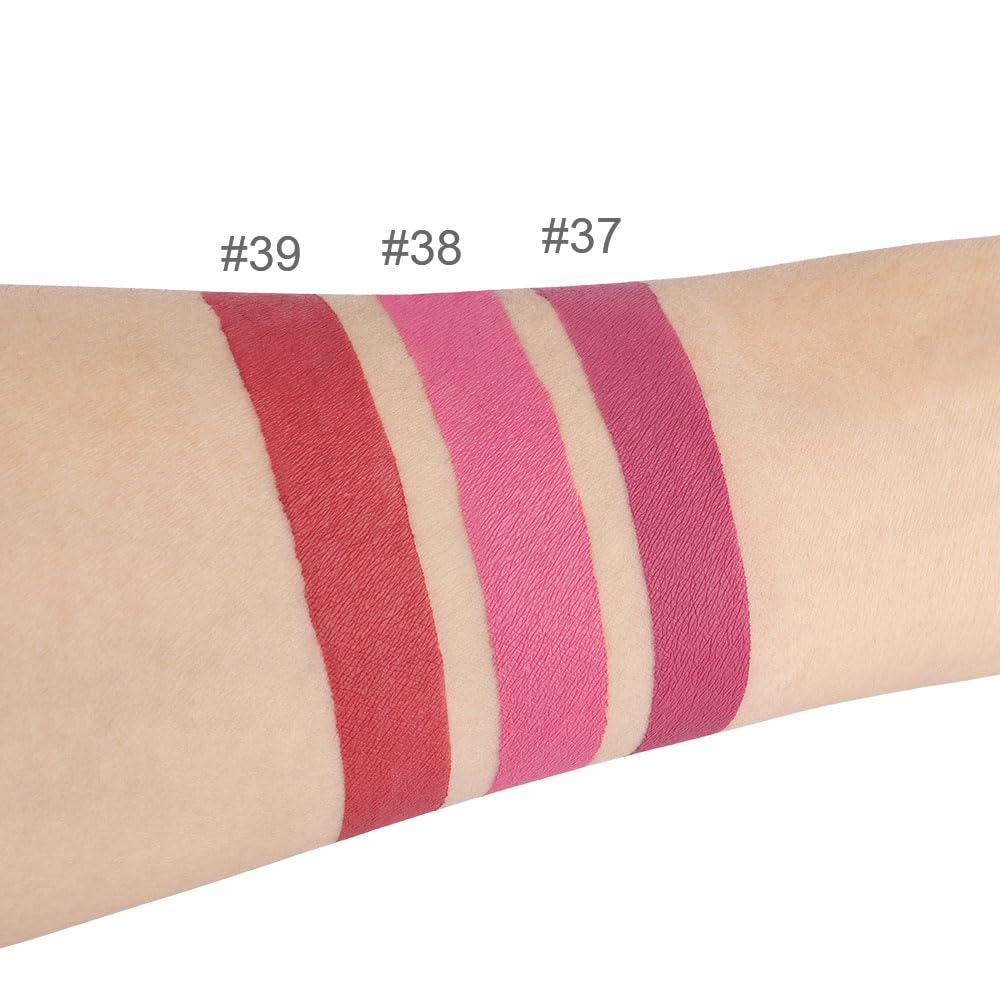 evpct 3Pcs Rose red plum Warm pink Deep cranberry Matte Liquid Lipstick Set for Women 24-hour Matte Lipstick Lip Stain Gloss Long Lasting 24 Smudge Waterproof labiales mate larga duracion 24