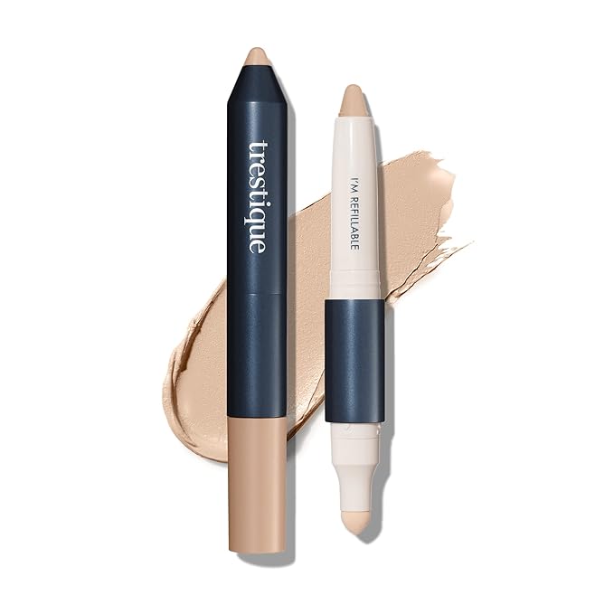 Trestique Concealer Crayon, Refillable Makeup Concealer With Built-In Blending Sponge, Sustainable Under Eye Concealer, Clean Beauty Concealer Makeup