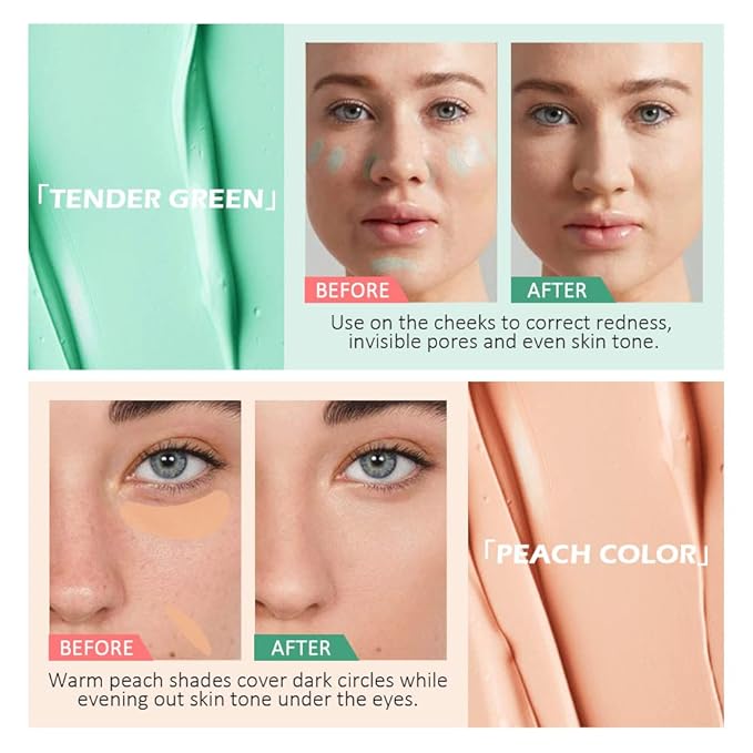evpct 6 Colors Conceal Correct Cream Contour Makeup Palette for Mature Skin Color Correcting Conceal trouble spots dullness dark circles Correct discolorations Camouflage imperfections Covers redness