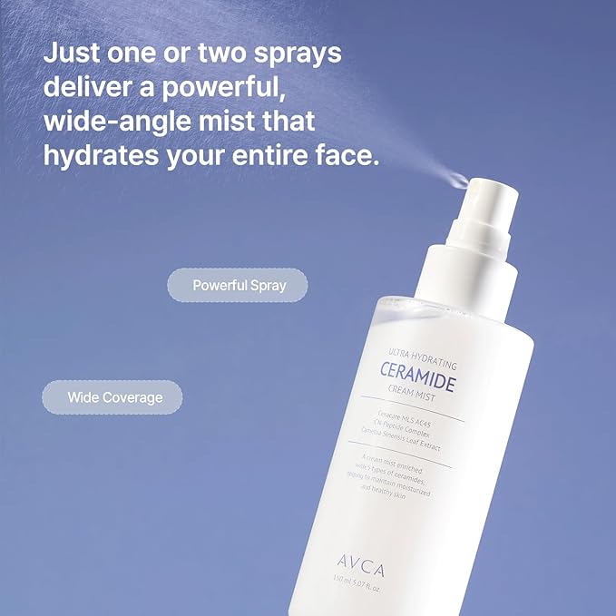 AVCA Ceramide Cream Mist for Deep Hydration and Dewy Glow 5.07 oz