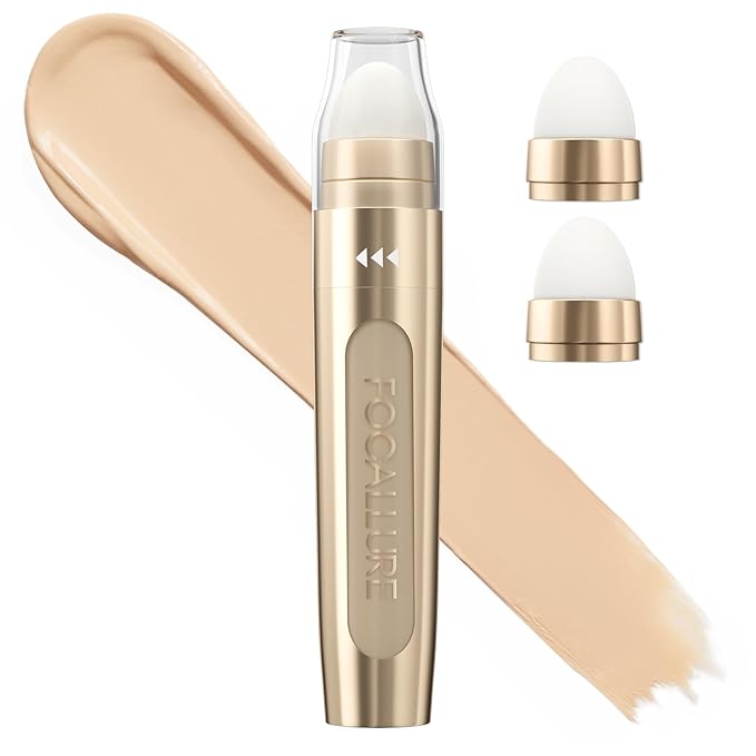 FOCALLURE FIX CORRECTOR Concealer Stick, Full Coverage Concealer Makeup, Color Corrector for Dark Circles, Including Replaceable Applicator, YL02 CUSTARD