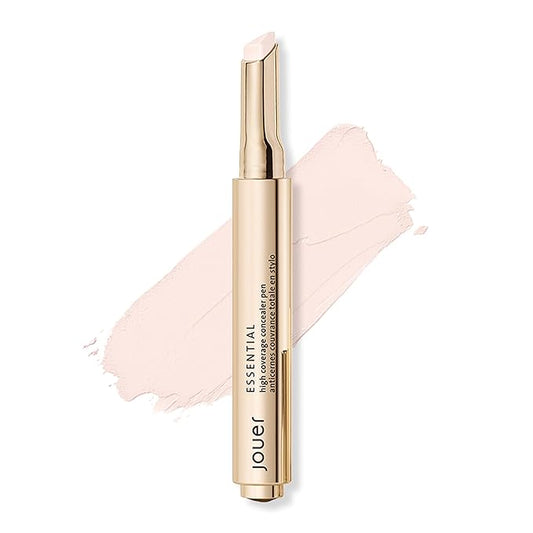 Jouer Essential High Coverage Concealer Pen - Under Eye Concealer for Dark Circles - Brightening Makeup for Eye Circles - Color Corrector Eye Primer with Hyaluronic Acid and Vitamin E