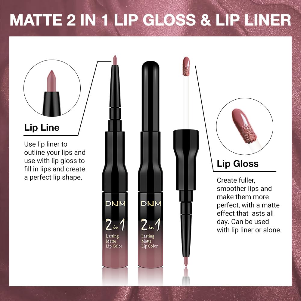Kaely 2-in-1 Matte Lipstick and Lip Liner, Liquid Lip Stain Makeup for women Long Lasting Waterproof Smudge Proof, labiales matte mate larga duracion listip 24 hours originales, 34 Mauve