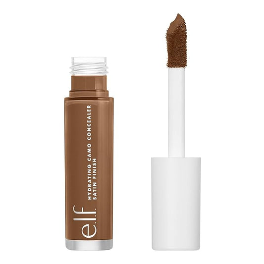 e.l.f. Hydrating Camo Concealer, Lightweight, Full Coverage, Long Lasting, Conceals, Corrects, Covers, Hydrates, Highlights, Rich Chocolate, Satin Finish, 25 Shades, All-Day Wear, 0.20 Fl Oz