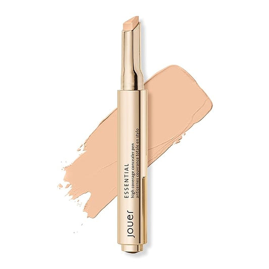 Jouer Essential High Coverage Concealer Pen - Under Eye Concealer for Dark Circles - Brightening Makeup for Eye Circles - Color Corrector Eye Primer with Hyaluronic Acid and Vitamin E