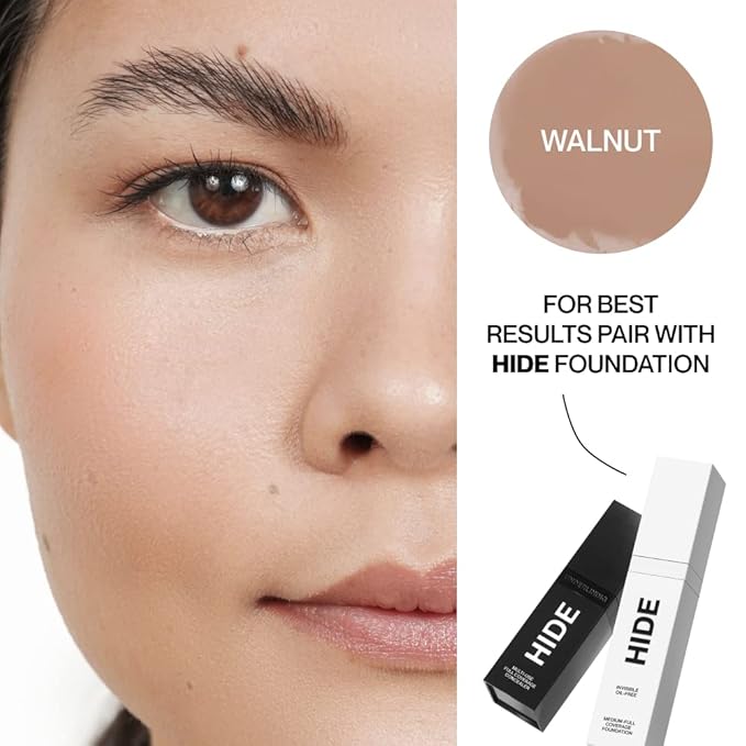 HIDE Liquid Concealer, 0.5 fl. oz. - Medium to Full Coverage Matte Concealer for Acne, Blemishes, Under Eye Dark Circles & Hyperpigmentation, Oil Free Concealer, Color For All Skin Tones (Walnut)