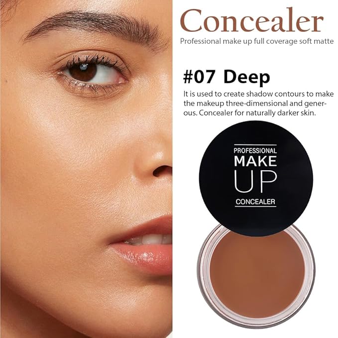 Kaely Pot Concealer Full Coverage Set,under Eye Brightener Concealer for Conceals Dark Circles,Waterproof Foundation Face Makeup Brush Kit,Color Correcting Concealer,Eye Ring corrector de ojeras 07