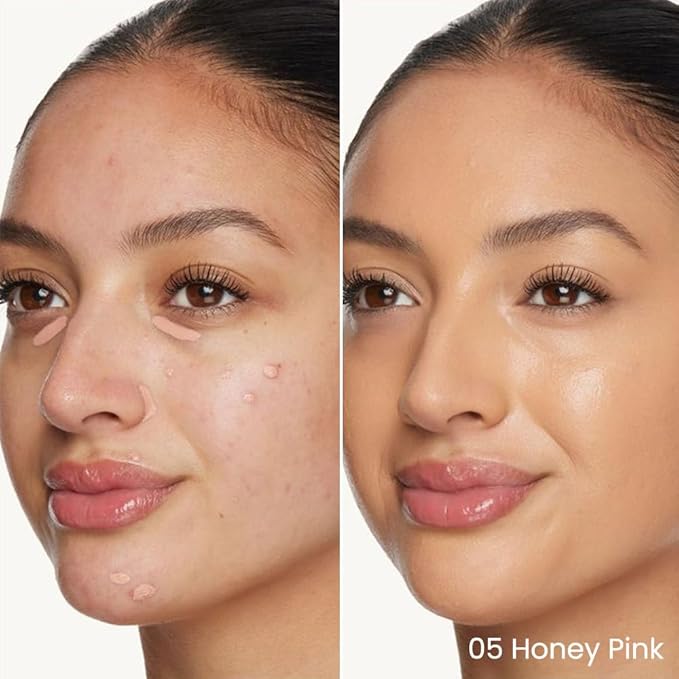 Kaely 2Pcs PROFESSIONAL MAKEUP Correcting Concealer Stick,Medium Coverage Concealer Crayon,under Eye Brightener Concealer for Dark Circles,corrector de ojeras,Lightweight,Vegan,05 HONEY PINK