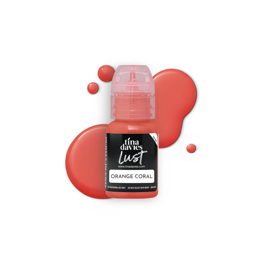 Tina Davies Professional Envy & Lust Lip Pigments - Permanent Lip Makeup - Colors Heal True to Tone - High Retention - Lust Orange Coral, 1/2oz/15ml Bottle