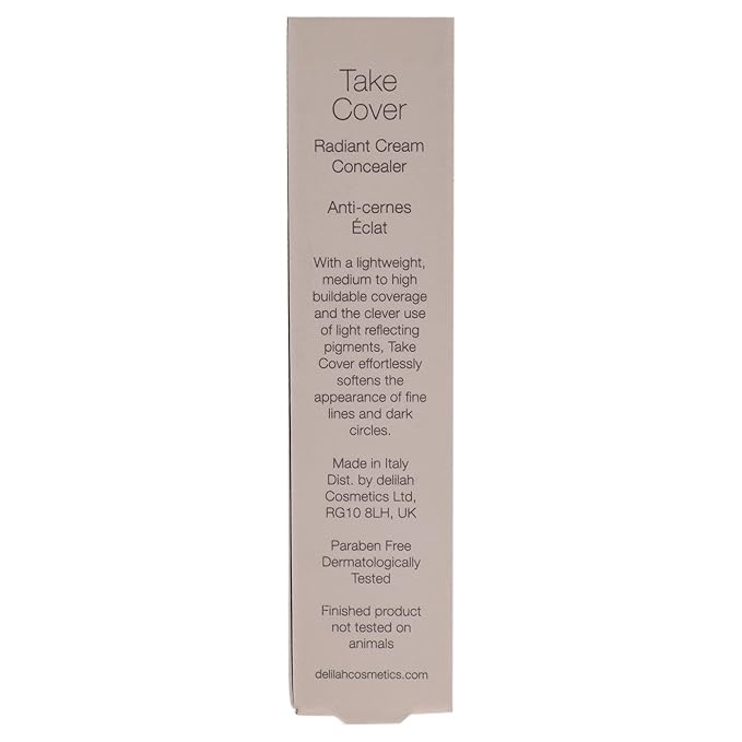 delilah - Take Cover Radiant Cream Concealer - Chashmere - Blendable, Hydrating, Long-Lasting, Light Reflecting, Imperfections Corrector - Enriched with Vitamin E - Medium to Full Coverage - 0.12 Oz