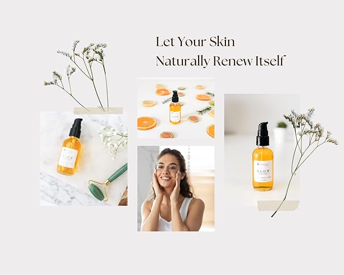 Glow - Turmeric & Rosehip Face Oil, Natural & Organic Face Moisturizer with Turmeric, Camellia, Sea Buckthorn and Chamomile - Facial Serum - 2 oz