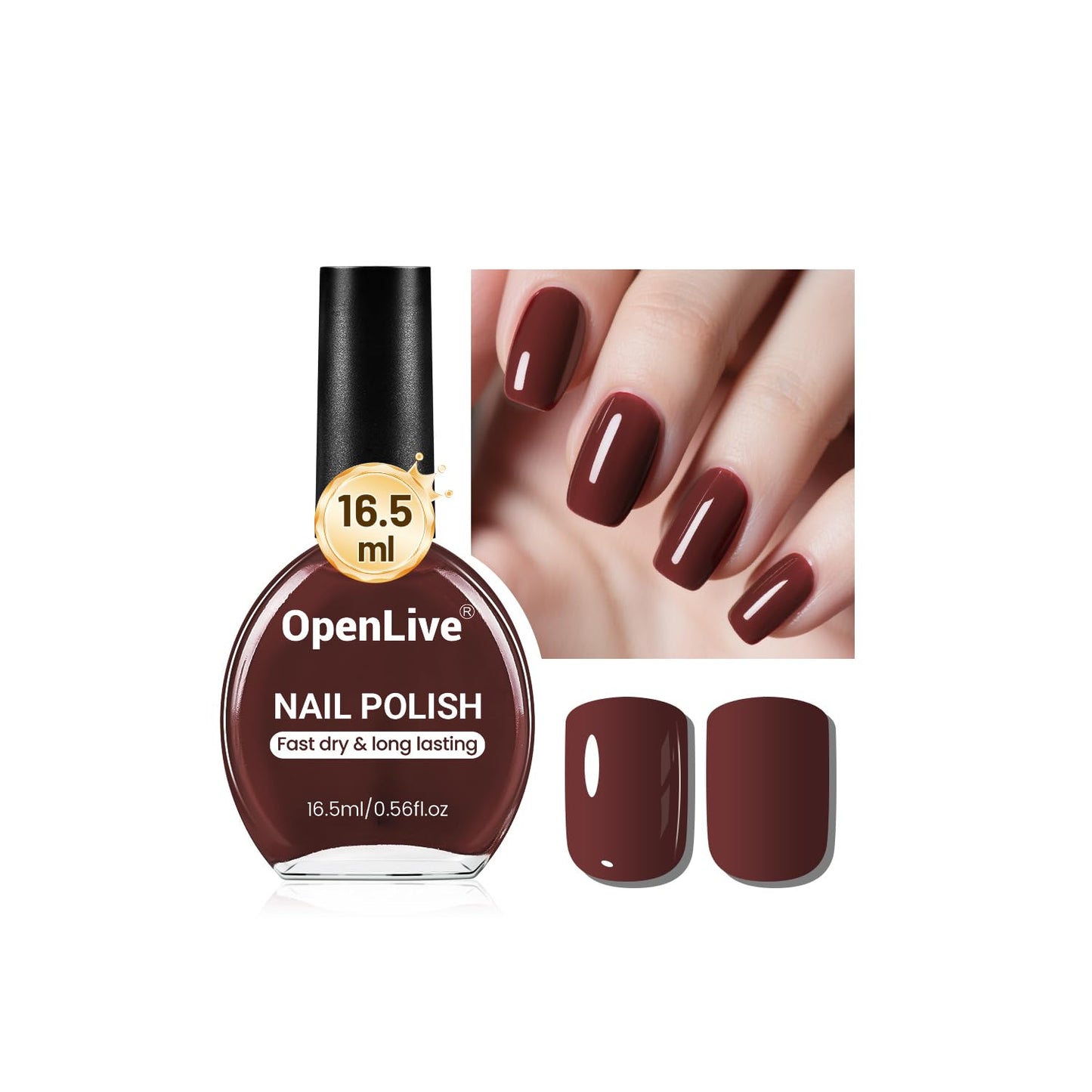 16.5ml Brown Nail Polish Large Volume Quick Drying Nail Polish, Fast Drying and Long Lasting Color Nail Art DIY Home Manicure Gift for Women
